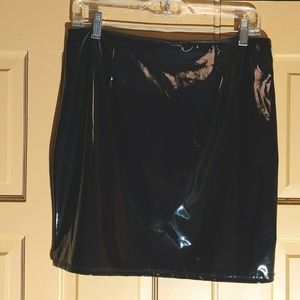 Fashion Nova Shiny Black Faux Vegan Leather "Boot Camp" Skirt